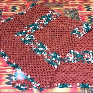 Handmade vintage crochet granny square Afghan blanket